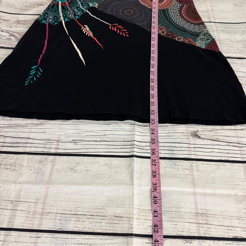 Coline Black Mandala Graphic Print Boho Long Sleeve Whimsigoth Tunic Top L Artsy - Picture 7 of 8